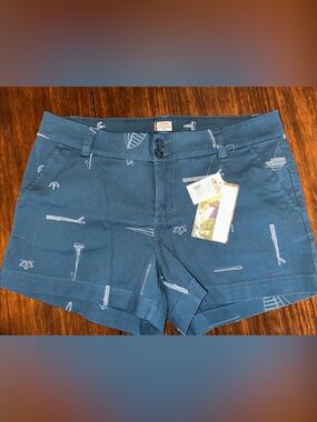 Kavu Navy Anchor & Nautical Print Flat-Front Shorts